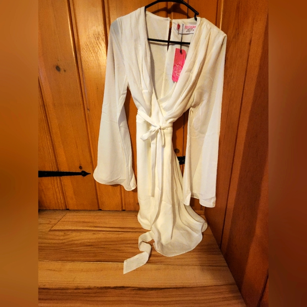 V Neck Short White Dress